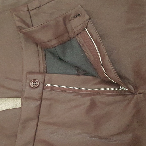 Dark Chocolate Faux Leather Tie Ankle Jeans - Picture 4 of 5